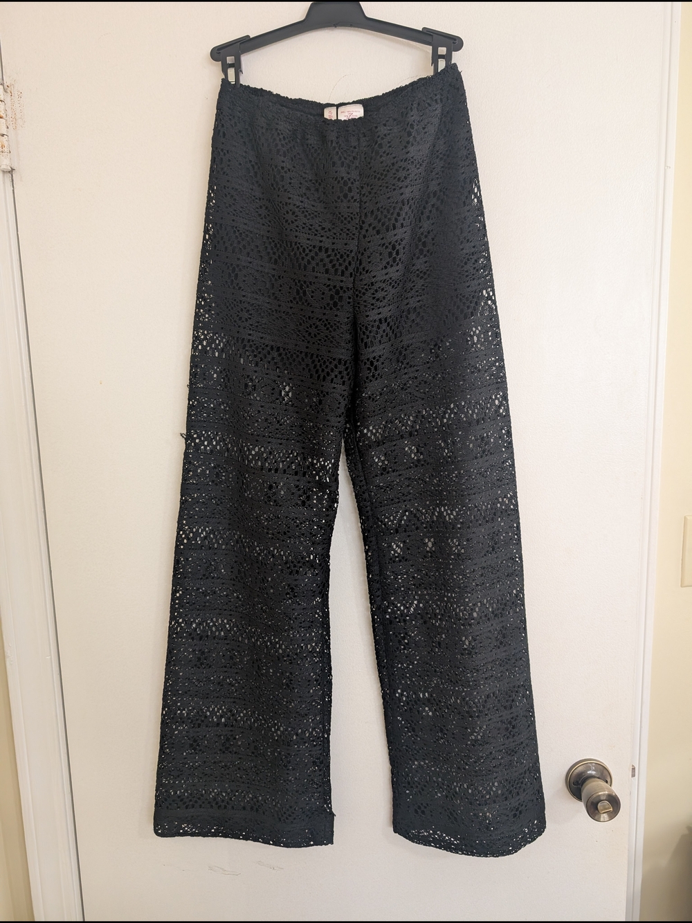 Xhilaration Black Crochet Wide-Leg Trousers